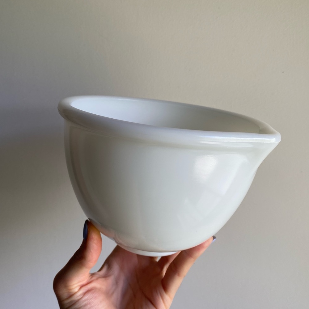 Vintage Milk Glass Bowl Mixing Cottagecore with Pour Spout Farmhouse